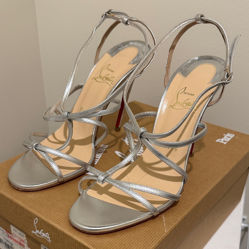 Christian Louboutin Silver Strappy Heels